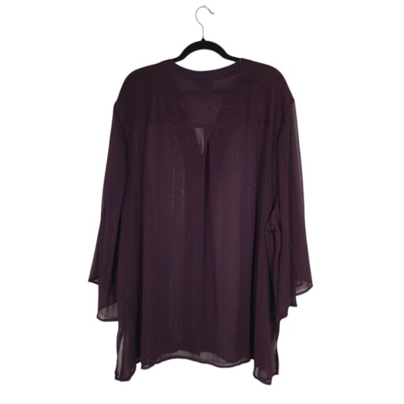 Maggie Barnes for Catherines Purple Sheer Top Size 3X Metallic Threading - Picture 5 of 8